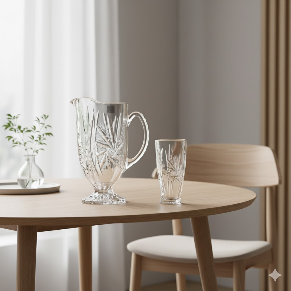 unnamed (16) پارچ و لیوان کریستال پریما خورشیدی - Image 1