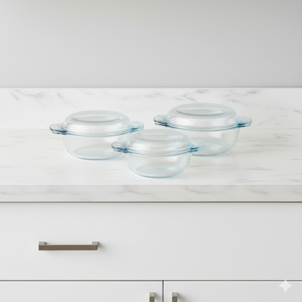 unnamed (53) ست 3 قابلمه فر بزرگ پیرکس کد 340 - Image 1