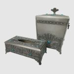 ست جای دستمال کاغذی و سطل پیوتر یونیک کد 1302 - Image 3