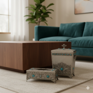 ست جای دستمال کاغذی و سطل پیوتر یونیک کد 1302 1 Gemini Generated Image caxl1ccaxl1ccaxl