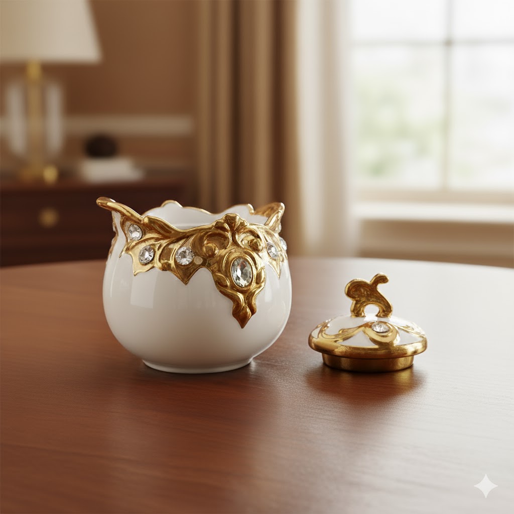 1679-1 شکلات خوری گرد سرامیک طلایی یونیک کد 1679 - Image 2