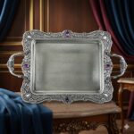 سینی پیوتر کوچک نگین دار بنفش یونیک کد 1527 (خارجی ضد زنگ)