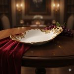 ظرف قایقی بزرگ سرامیک طلایی یونیک کد 1639