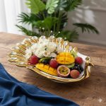 میوه خوری سرامیک طلایی طاووسی یونیک کد 1010