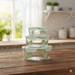 ست ظروف غذا فریزری شیشه ای سه سایز یونیک کد 2813 (خارجی دریجه 1) - Image 2