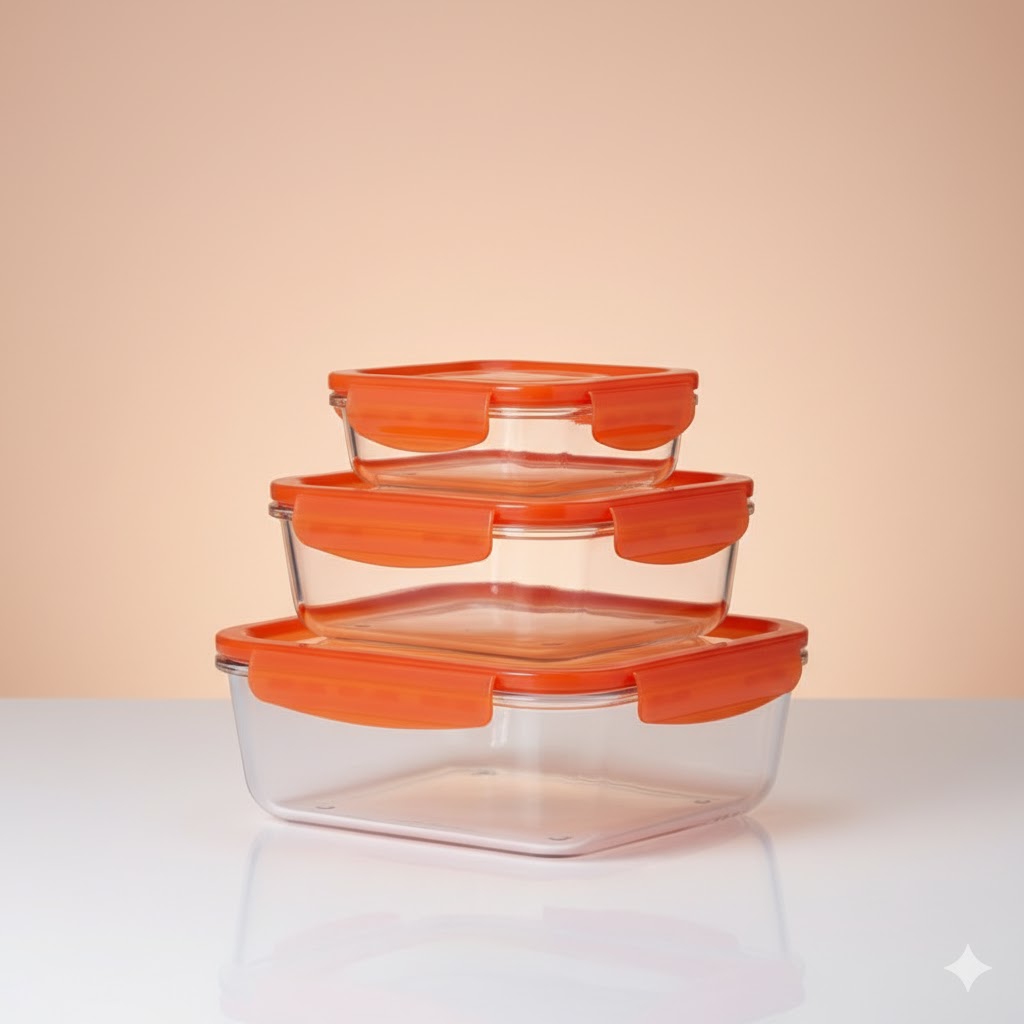 unnamed (2) ست ظروف غذا فریزری شیشه ای سه سایز یونیک کد 2809 (خارجی دریجه 1) - Image 1