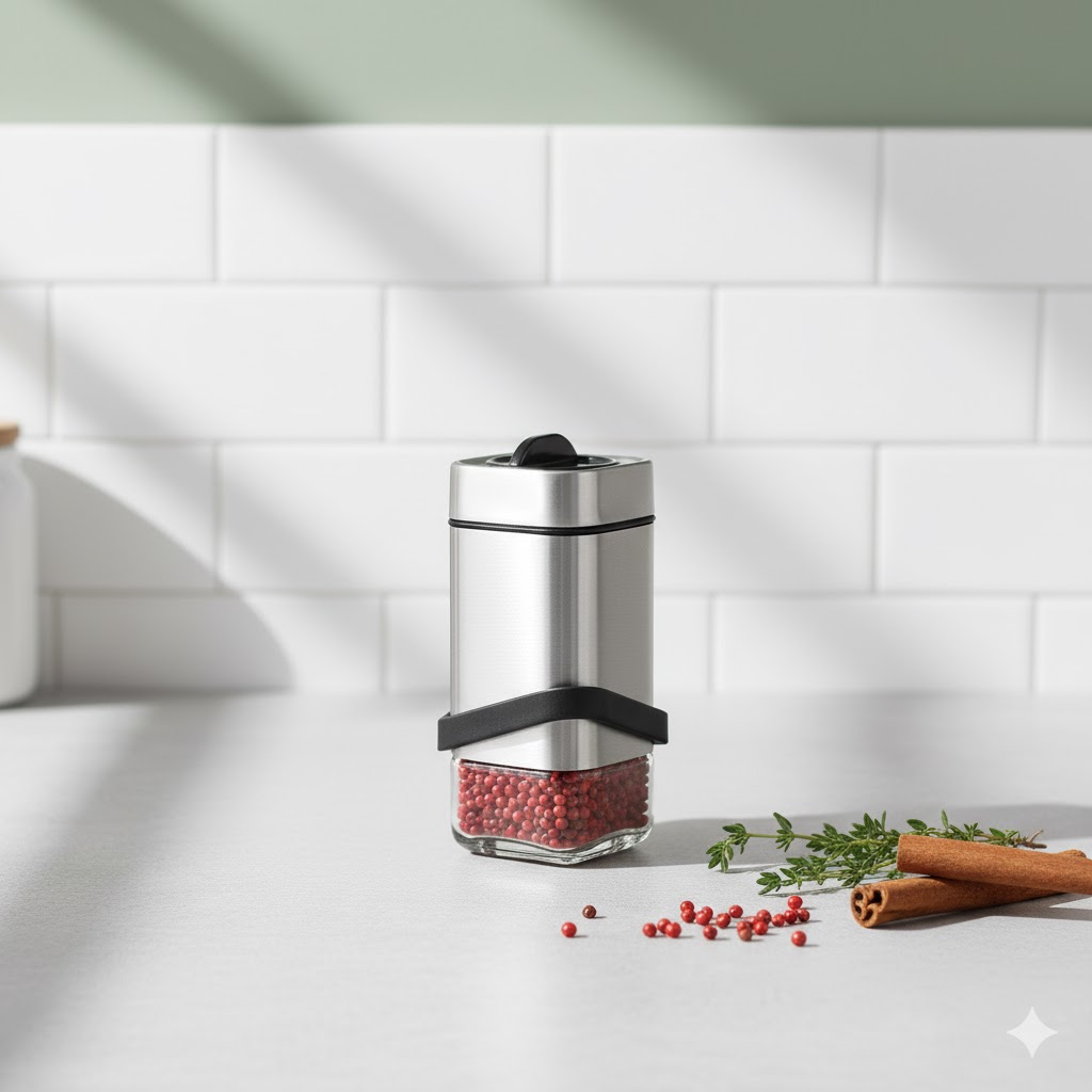 2 ست ادویه گردان مربعی استیل یونیک کد 1493 (خارجی درجه1) - Image 2