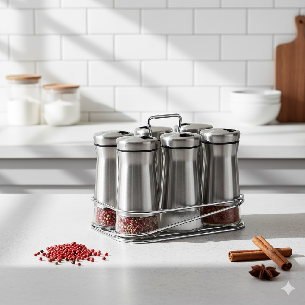 3 ست ادویه 7 پارچه پایه استیل یونیک کد 1463 (خارجی درجه1) - Image 2