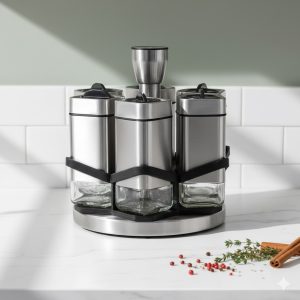 ست ادویه گردان مربعی استیل یونیک کد 1493 (خارجی درجه1) 1 3 7