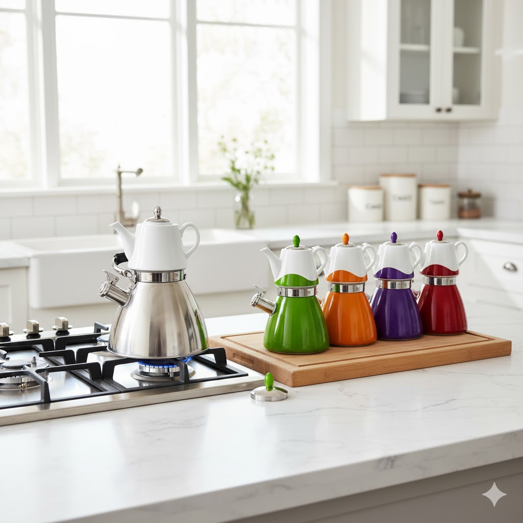 31 کتری و قوری سوت دار هرمی یونیک کد 7581 (خارجی درجه 1 ) - Image 1