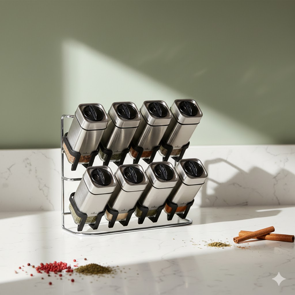 1 ست ادویه دو طبقه 9 پارچه مربعی یونیک کد 1479 (خارجی درجه1) - Image 1