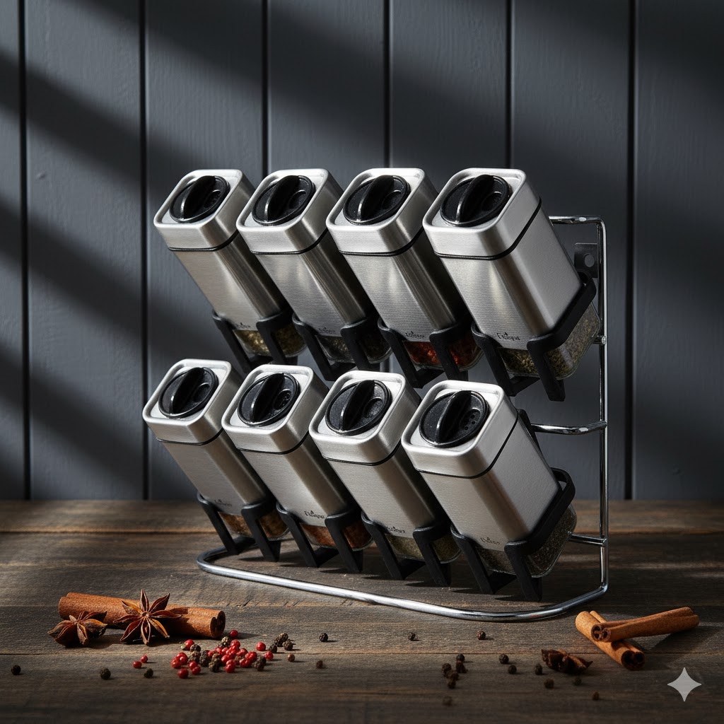 2 ست ادویه دو طبقه 9 پارچه مربعی یونیک کد 1479 (خارجی درجه1) - Image 2