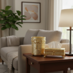 ست جای دستمال کاغذی و سطل طلایی یونیک کد 4248 - Image 2