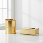 ست سطل و جا دستمالی طلایی یونیک کد 4244