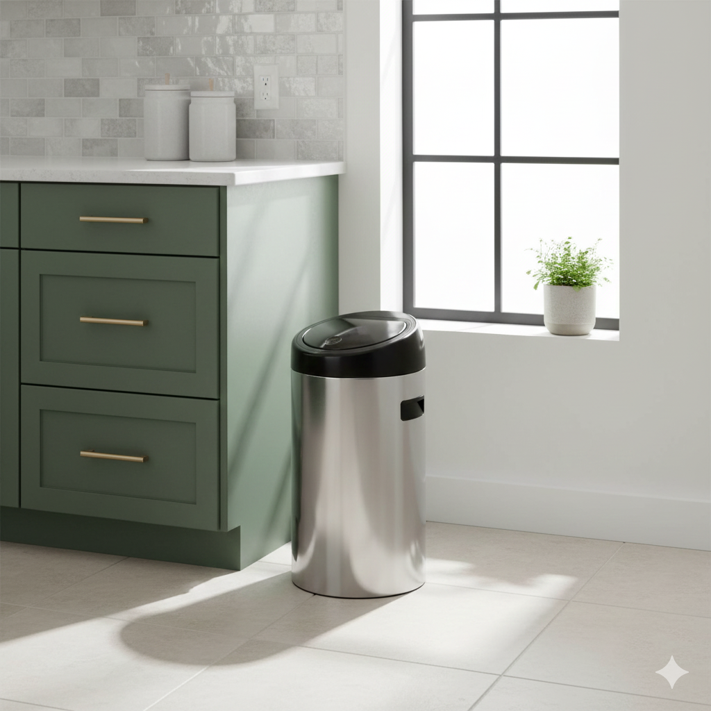 Gemini_Generated_Image_zi6qftzi6qftzi6q سطل زباله استیل تاچ بین آکا الکتریک 40لیتر - Image 1