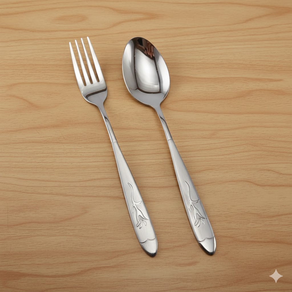 unnamed (12) قاشق و چنگال غذاخوری استیل گل میخک نیوهوم - Image 1