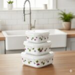 ظروف غذا فریزری 3 سایز سرامیکی مربع گلدار یونیک کد 2844 (خارجی دریجه 1) - Image 2