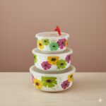 ظروف غذا فریزری 3 سایز سرامیکی گرد گلدار یونیک کد 2842 (خارجی دریجه 1)