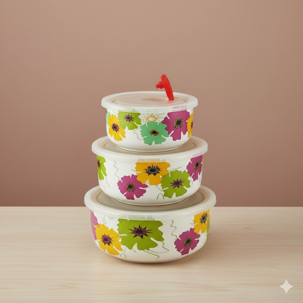 unnamed (3) ظروف غذا فریزری 3 سایز سرامیکی گرد گلدار یونیک کد 2842 (خارجی دریجه 1) - Image 1