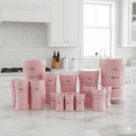 سرویس آشپزخانه 18 پارچه کمرباریک کلاسیک صورتی یونیک 4645