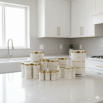 سرویس آشپزخانه 18 پارچه کمر باریک کرم طلایی یونیک 4599 - Image 2