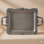 سینی پیوتر متوسط نگین فیروزه یونیک کد 1447 (خارجی ضد زنگ)