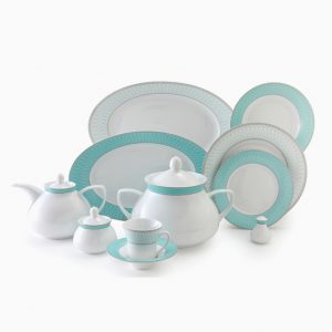 سرویس غذاخوری شهرزاد ژانتی فیروزه ای 108 پارچه چینی زرین