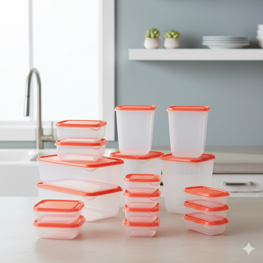 unnamed (1) ست ظرف فریزری 17 عددی نارنجی ایکیا IKEA-PRUTA - Image 1