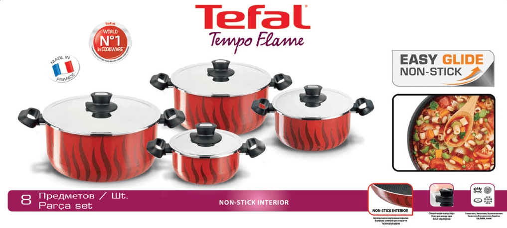 تمپو فلیم تفال قابلمه (1) سرویس قابلمه 8پارچه تفال TEFAL-Tempo-Flame - Image 2
