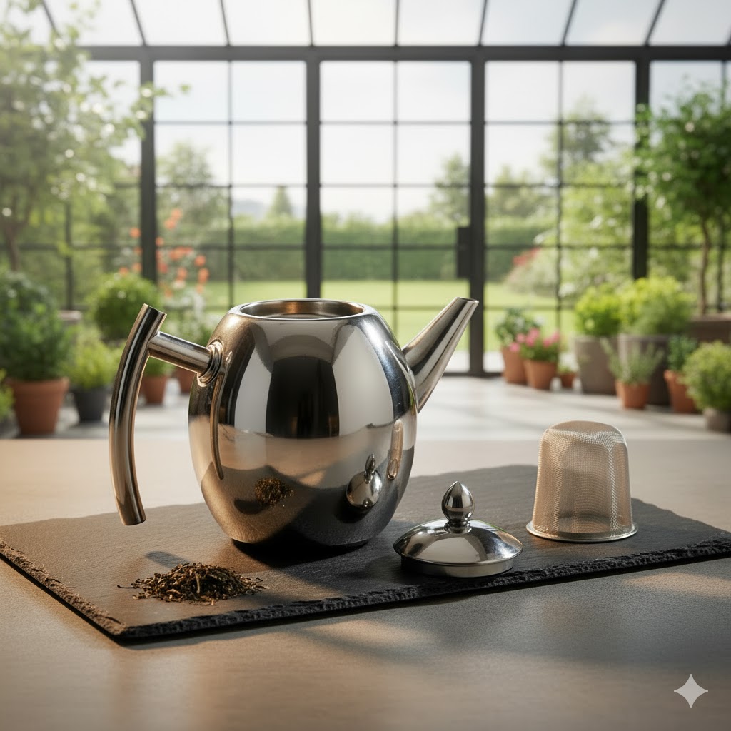 unnamed (18) قوری 1 لیتر استیل فیلتر دار ویشان - Image 1