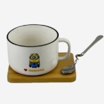 فنجان سرامیکی بزرگ فانتزی و زیر‌لیوان بامبو - Image 6