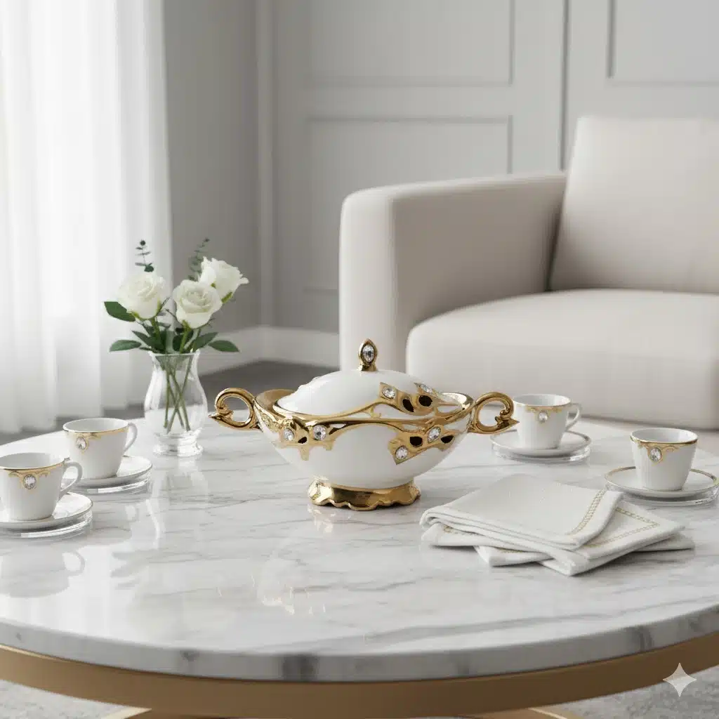 1040 شکلات خوری سرامیک طلایی طاووسی یونیک کد 1040 - Image 1