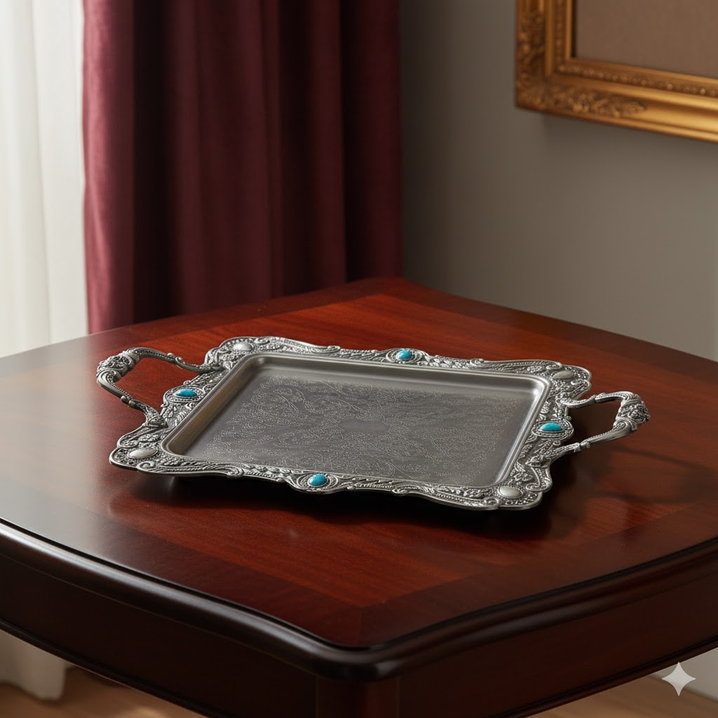 7 سینی نقش دار پیوتر بزرگ یونیک کد 1330 (خارجی ضد زنگ) - Image 1