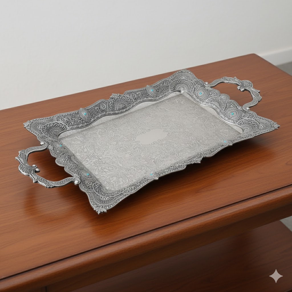 unnamed (1) سینی مینیاتور نگین ریز بزرگ یونیک کد 1308 - Image 1