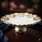 میوه خوری پایه دار طلایی طاووسی سرامیک یونیک کد 1022