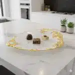 شکلات خوری طلایی سرامیک برگی یونیک کد 1643