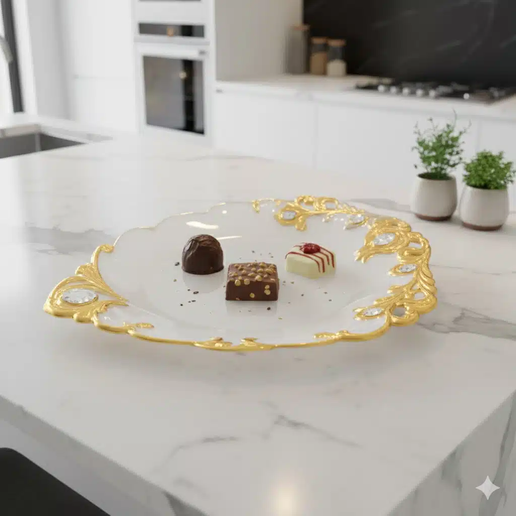 unnamed (5) شکلات خوری طلایی سرامیک برگی یونیک کد 1643 - Image 1