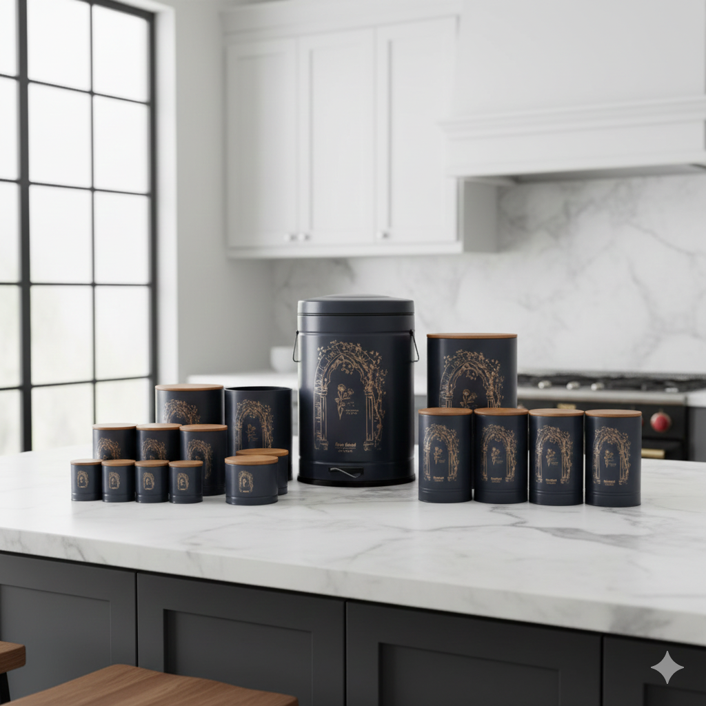 Gemini_Generated_Image_beghl7beghl7begh سرویس آشپزخانه 17 پارچه نیوهوم مدل طاق کسری بامبو کد NH13-1403-GR - Image 1