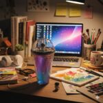 لیوان اسموتی نی دار آکرولیک کهکشانی - Image 6