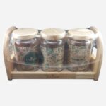 بانکه سه تایی پا سماوری درب چوبی یونیک کد 6131 - Image 3