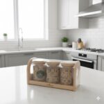 بانکه سه تایی پا سماوری درب چوبی یونیک کد 6131