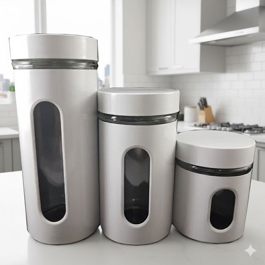 10 سرویس بانکه 3 سایز استیل پنجره دار ایوو - Image 1