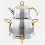 کتری و قوری استیل دسته طلایی 5 لیتر یونیک 7274 - Image 3