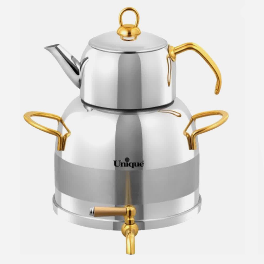 20 کتری و قوری استیل دسته طلایی 5 لیتر یونیک 7274 - Image 3