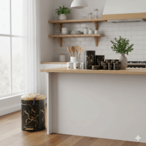 سرویس آشپزخانه 15 پارچه مشکی ماربل درب بامبو یونیک 8024 1 Gemini Generated Image 1j6ykz1j6ykz1j6y 1