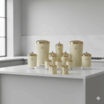 سرویس آشپزخانه 18 پارچه مدل کرم درب طلایی نیوهوم