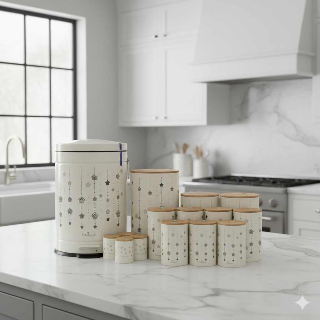 Gemini_Generated_Image_ccsfhzccsfhzccsf سرویس آشپزخانه 15 پارچه مدل کرم ستاره آویز درب بامبو یونیک 8014 - Image 1