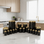 سرویس آشپزخانه 17 پارچه گلکسی مشکی طلایی یونیک  4629 - Image 2