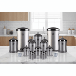 سرویس آشپزخانه 18 پارچه مدل نقره ای درب کروم نیوهوم - Image 2