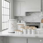 سرویس آشپزخانه 16 پارچه مدل سفید الیزابت ماربل طلایی یونیک 9024